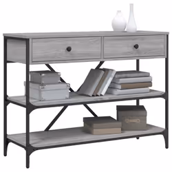 vidaXL Console Table with Drawers and Shelves Side End Table Engineered Wood - grey sonoma, 100 x 34.5 x 75 cm - Additional view 2