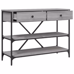 vidaXL Console Table with Drawers and Shelves Side End Table Engineered Wood - grey sonoma, 100 x 34.5 x 75 cm - Additional view 4