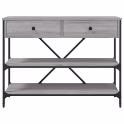 vidaXL Console Table with Drawers and Shelves Side End Table Engineered Wood - grey sonoma, 100 x 34.5 x 75 cm - Additional view 5