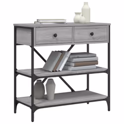 vidaXL Console Table with Drawers and Shelves Side End Table Engineered Wood - grey sonoma, 75 x 34.5 x 75 cm - Additional view 2