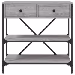 vidaXL Console Table with Drawers and Shelves Side End Table Engineered Wood - grey sonoma, 75 x 34.5 x 75 cm - Additional view 4