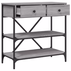 vidaXL Console Table with Drawers and Shelves Side End Table Engineered Wood - grey sonoma, 75 x 34.5 x 75 cm - Additional view 7