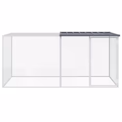 vidaXL Chicken Cage with Roof Farm Chicken Run Coop Hen House Galvanised Steel - anthracite, 203 x 98 x 90 cm - Additional view 2