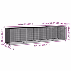 vidaXL Chicken Cage with Roof Farm Chicken Run Coop Hen House Galvanised Steel - anthracite, 403 x 98 x 90 cm - Additional view 8