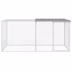 vidaXL Chicken Cage with Roof Farm Chicken Run Coop Hen House Galvanised Steel - light grey, 203 x 98 x 90 cm - Additional view 2