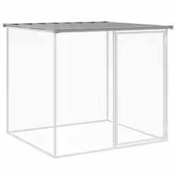 vidaXL Chicken Cage with Roof Farm Chicken Run Coop Hen House Galvanised Steel - light grey, 203 x 98 x 90 cm - Additional view 5
