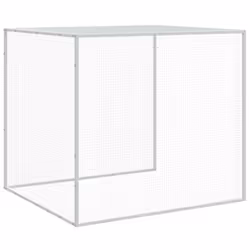 vidaXL Chicken Cage with Roof Farm Chicken Run Coop Hen House Galvanised Steel - light grey, 203 x 98 x 90 cm - Additional view 6