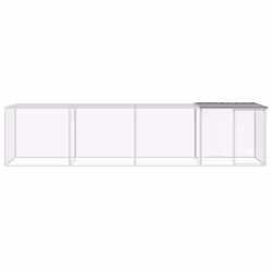vidaXL Chicken Cage with Roof Farm Chicken Run Coop Hen House Galvanised Steel - light grey, 403 x 98 x 90 cm - Additional view 2