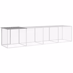 vidaXL Chicken Cage with Roof Farm Chicken Run Coop Hen House Galvanised Steel - light grey, 403 x 98 x 90 cm - Additional view 4