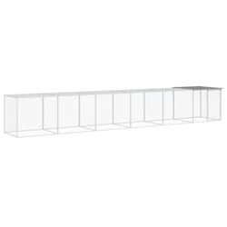vidaXL Chicken Cage with Roof Farm Chicken Run Coop Hen House Galvanised Steel - light grey, 603 x 98 x 90 cm