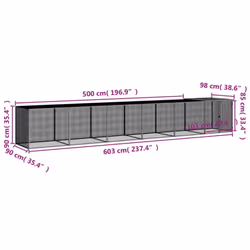 vidaXL Chicken Cage with Roof Farm Chicken Run Coop Hen House Galvanised Steel - light grey, 603 x 98 x 90 cm