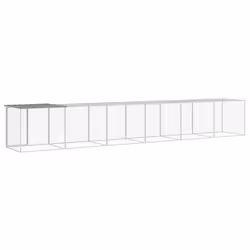 vidaXL Chicken Cage with Roof Farm Chicken Run Coop Hen House Galvanised Steel - light grey, 603 x 98 x 90 cm - Additional view 4