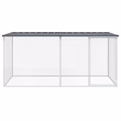 vidaXL Chicken Cage Farm Chicken Coop with Roof Anthracite Galvanised Steel - anthracite, 203 x 98 x 90 cm - Additional view 2