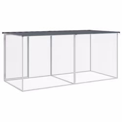 vidaXL Chicken Cage Farm Chicken Coop with Roof Anthracite Galvanised Steel - anthracite, 203 x 98 x 90 cm - Additional view 4
