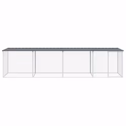 vidaXL Chicken Cage Farm Chicken Coop with Roof Anthracite Galvanised Steel - anthracite, 403 x 98 x 90 cm - Additional view 2
