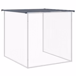 vidaXL Chicken Cage Farm Chicken Coop with Roof Anthracite Galvanised Steel - anthracite, 403 x 98 x 90 cm - Additional view 7