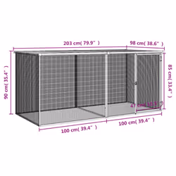 vidaXL Chicken Cage Farm Chicken Coop with Roof Anthracite Galvanised Steel - light grey, 203 x 98 x 90 cm - Additional view 3