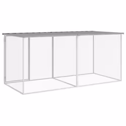 vidaXL Chicken Cage Farm Chicken Coop with Roof Anthracite Galvanised Steel - light grey, 203 x 98 x 90 cm - Additional view 4