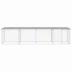 vidaXL Chicken Cage Farm Chicken Coop with Roof Anthracite Galvanised Steel - light grey, 403 x 98 x 90 cm - Additional view 2
