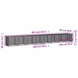 vidaXL Chicken Cage Farm Chicken Coop with Roof Anthracite Galvanised Steel - light grey, 803 x 98 x 90 cm - Additional view 3