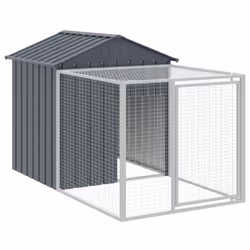 vidaXL Chicken Cage Farm Chicken Coop with Run Anthracite Galvanised Steel - Additional view 5