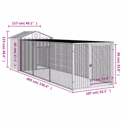 vidaXL Chicken Cage Farm Chicken Coop with Run Anthracite Galvanised Steel - Additional view 7