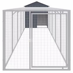 vidaXL Chicken Cage with Run Farm Chicken Run Coop Hen House Galvanised Steel - anthracite, 117 x 609 x 123 cm - Additional view 2