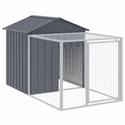 vidaXL Chicken Cage with Run Farm Chicken Run Coop Hen House Galvanised Steel - anthracite, 117 x 609 x 123 cm - Additional view 5