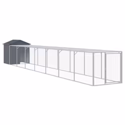 vidaXL Chicken Cage with Run Farm Chicken Run Coop Hen House Galvanised Steel - anthracite, 117 x 813 x 123 cm