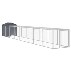 vidaXL Chicken Cage with Run Farm Chicken Run Coop Hen House Galvanised Steel - anthracite, 117 x 813 x 123 cm