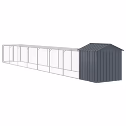 vidaXL Chicken Cage with Run Farm Chicken Run Coop Hen House Galvanised Steel - anthracite, 117 x 813 x 123 cm - Additional view 4