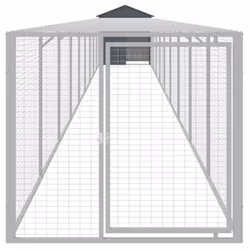 vidaXL Chicken Cage with Run Farm Chicken Run Coop Hen House Galvanised Steel - anthracite, 117 x 1017 x 123 cm - Additional view 2