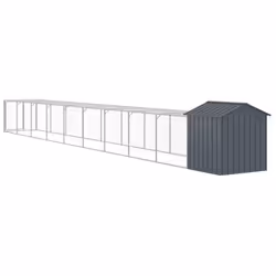vidaXL Chicken Cage with Run Farm Chicken Run Coop Hen House Galvanised Steel - anthracite, 117 x 1017 x 123 cm - Additional view 4