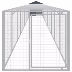 vidaXL Chicken Cage with Run Farm Chicken Run Coop Hen House Galvanised Steel - anthracite, 117 x 1221 x 123 cm - Additional view 2