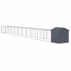 vidaXL Chicken Cage with Run Farm Chicken Run Coop Hen House Galvanised Steel - anthracite, 117 x 1221 x 123 cm - Additional view 4
