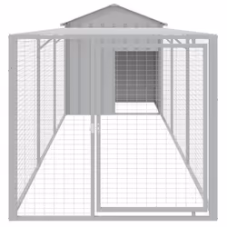 vidaXL Chicken Cage with Run Farm Chicken Run Coop Hen House Galvanised Steel - light grey, 117 x 405 x 123 cm - Additional view 2