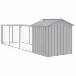 vidaXL Chicken Cage with Run Farm Chicken Run Coop Hen House Galvanised Steel - light grey, 117 x 405 x 123 cm - Additional view 4