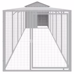 vidaXL Chicken Cage with Run Farm Chicken Run Coop Hen House Galvanised Steel - light grey, 117 x 609 x 123 cm - Additional view 2
