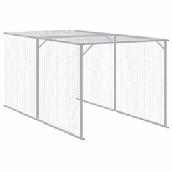 vidaXL Chicken Cage with Run Farm Chicken Run Coop Hen House Galvanised Steel - light grey, 117 x 609 x 123 cm - Additional view 6