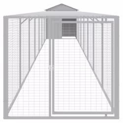 vidaXL Chicken Cage with Run Farm Chicken Run Coop Hen House Galvanised Steel - light grey, 117 x 813 x 123 cm - Additional view 2