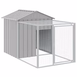 vidaXL Chicken Cage with Run Farm Chicken Run Coop Hen House Galvanised Steel - light grey, 117 x 813 x 123 cm - Additional view 5