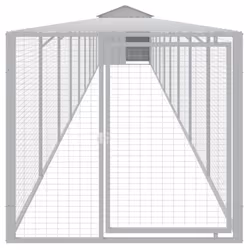 vidaXL Chicken Cage with Run Farm Chicken Run Coop Hen House Galvanised Steel - light grey, 117 x 1017 x 123 cm - Additional view 2