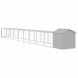 vidaXL Chicken Cage with Run Farm Chicken Run Coop Hen House Galvanised Steel - light grey, 117 x 1017 x 123 cm - Additional view 4