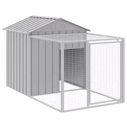 vidaXL Chicken Cage with Run Farm Chicken Run Coop Hen House Galvanised Steel - light grey, 117 x 1017 x 123 cm - Additional view 5