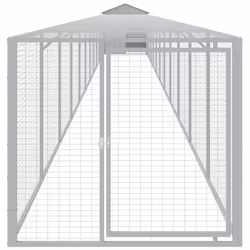 vidaXL Chicken Cage with Run Farm Chicken Run Coop Hen House Galvanised Steel - light grey, 117 x 1221 x 123 cm - Additional view 2