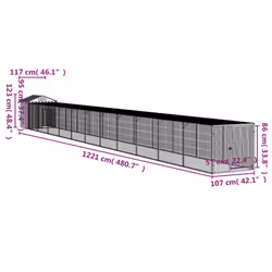 vidaXL Chicken Cage with Run Farm Chicken Run Coop Hen House Galvanised Steel - light grey, 117 x 1221 x 123 cm - Additional view 3
