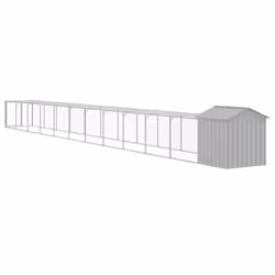 vidaXL Chicken Cage with Run Farm Chicken Run Coop Hen House Galvanised Steel - light grey, 117 x 1221 x 123 cm - Additional view 4