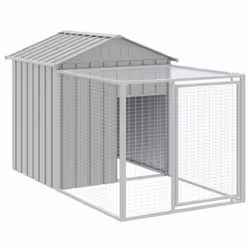 vidaXL Chicken Cage with Run Farm Chicken Run Coop Hen House Galvanised Steel - light grey, 117 x 1221 x 123 cm - Additional view 5