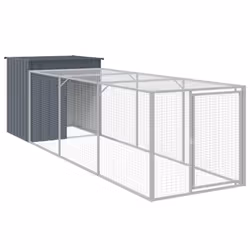 vidaXL Chicken Cage Chicken Run Coop with Run Anthracite Galvanised Steel - anthracite, 110 x 405 x 110 cm