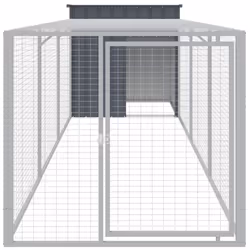 vidaXL Chicken Cage Chicken Run Coop with Run Anthracite Galvanised Steel - anthracite, 110 x 405 x 110 cm